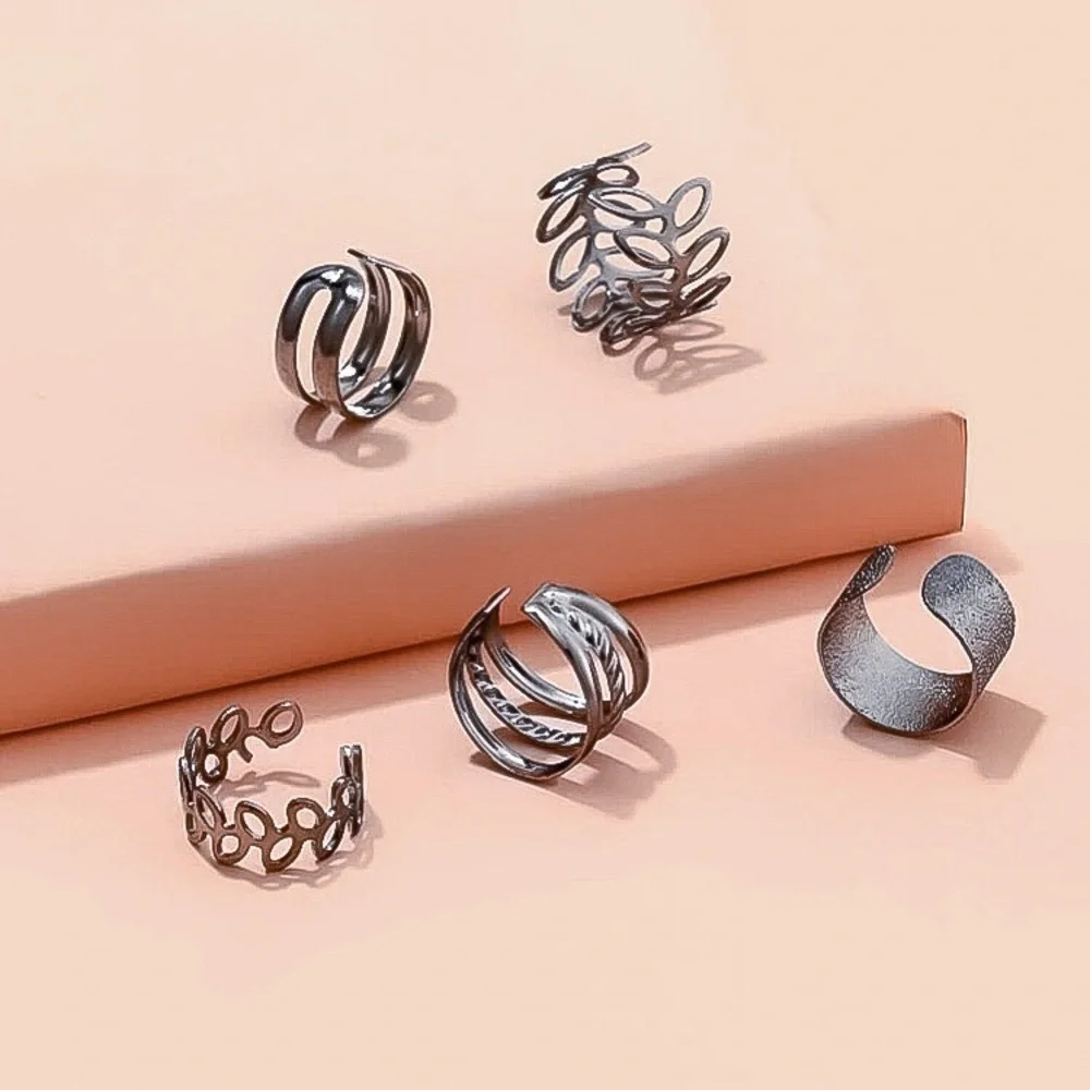 ⚜️[𝟯/$𝟭𝟴]⚜️5 Gun Color Floral Cuff Earrings Set NEW - Picture 7 of 11